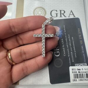 Moissanite Cross Pendant in Sterling Silver